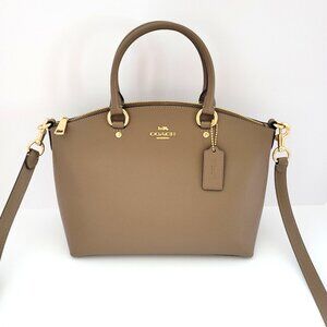 Coach CCM70 Crossgrain Leather Sadie Satchel Crossbody Handbag Dark Stone